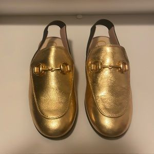 Gold Gucci Children’s Princetown Slippers. Size 28 worn ONCE , comes with box.